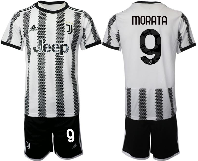 2022-23 Juventus FC #9 Alvaro Morata White-Black Home Soccer Jesery