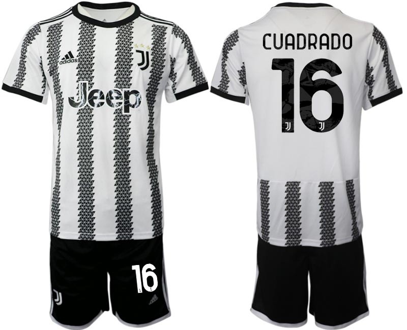 2022-23 Juventus FC #16 Juan Cuadrado White-Black Home Soccer Jesery