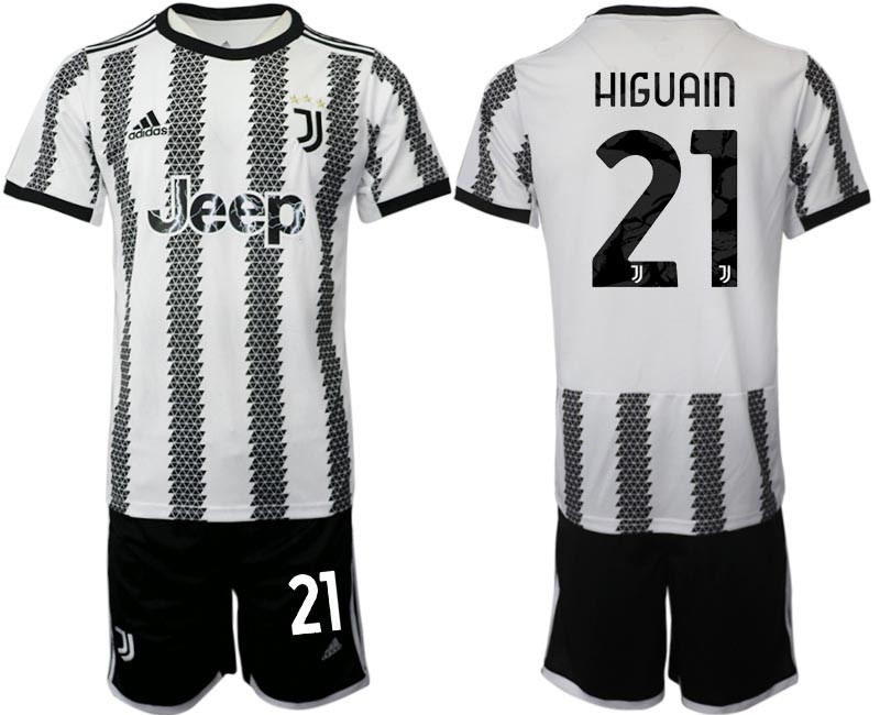 2022-23 Juventus FC #21 Gonzalo Higuain White-Black Home Soccer Jesery