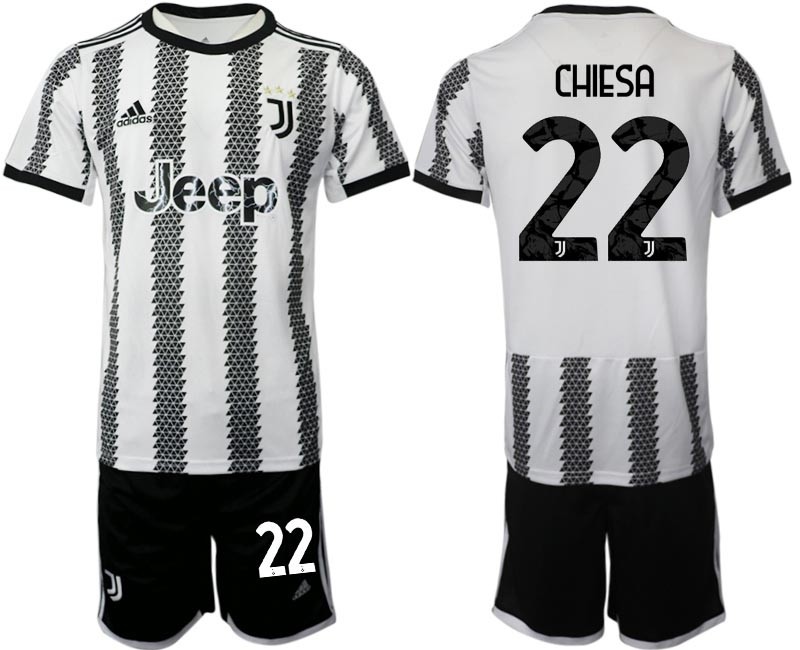 2022-23 Juventus FC #22 Federico Chiesa White-Black Home Soccer Jesery