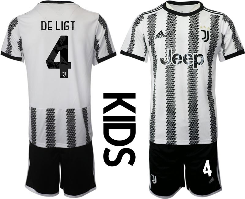 2022-23 Youth Juventus FC #4 Matthijs de Ligt White-Black Home Soccer Jesery