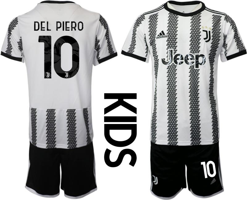 2022-23 Youth Juventus FC #10 Alessandro Del Piero White-Black Home Soccer Jesery