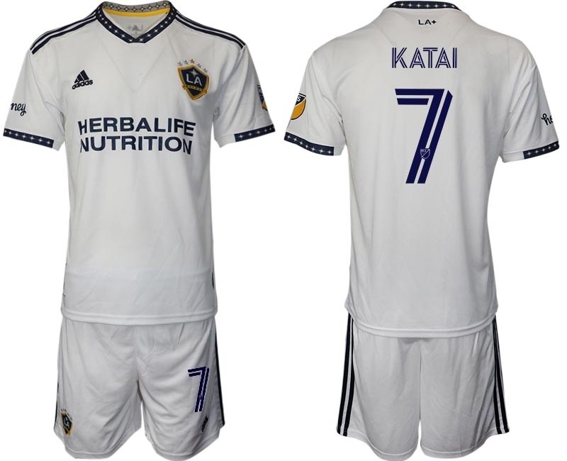 2022-23 Los Angeles Galaxy #7 Aleksandar Katai White Home soccer jersey