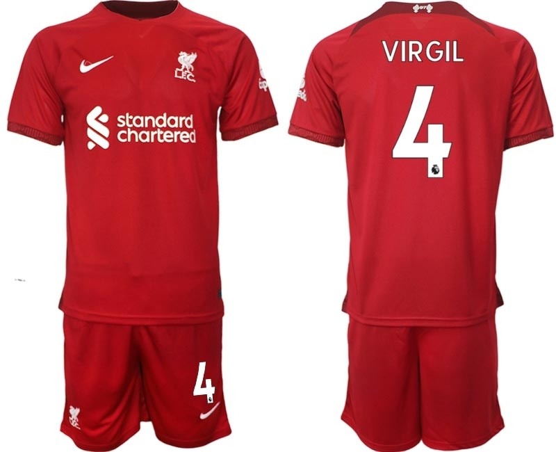 2022-23 Liverpool #4 Virgil van Dijk Red Home Soccer Jersey