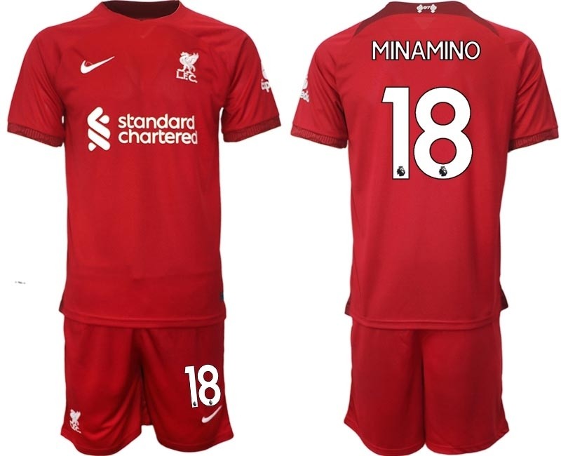 2022-23 Liverpool #18 Takumi Minamino Red Home Soccer Jersey