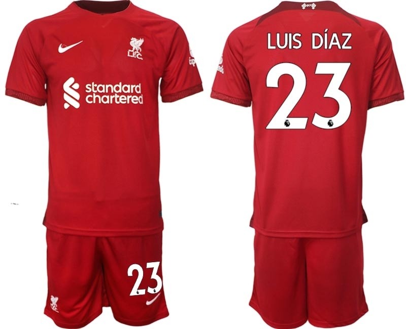 2022-23 Liverpool #23 Luis Diaz Red Home Soccer Jersey