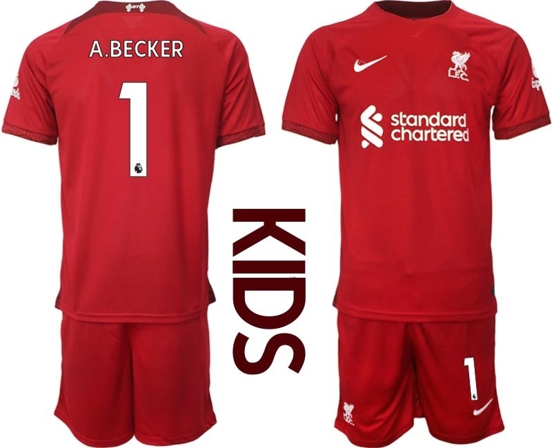 2022-23 Youth Liverpool #1 A.Becker Red Home Soccer Jersey