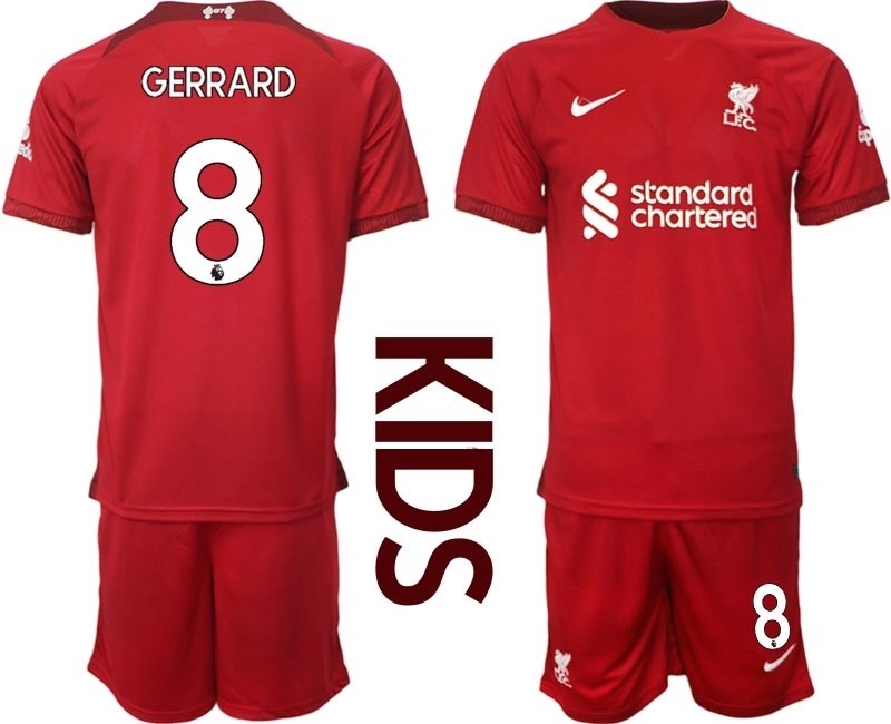 2022-23 Youth Liverpool #8 Steven Gerrard Red Home Soccer Jersey