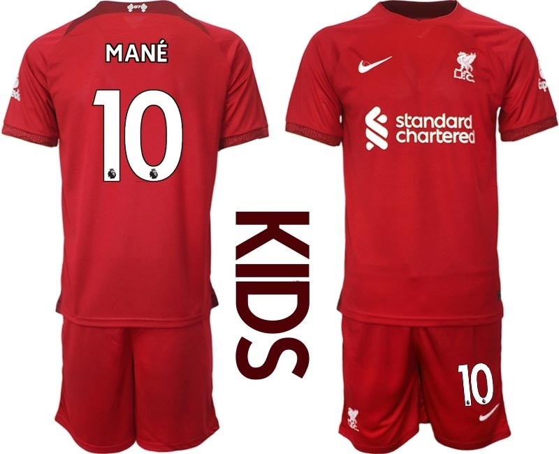 2022-23 Youth Liverpool #10 Sadio Mane Red Home Soccer Jersey