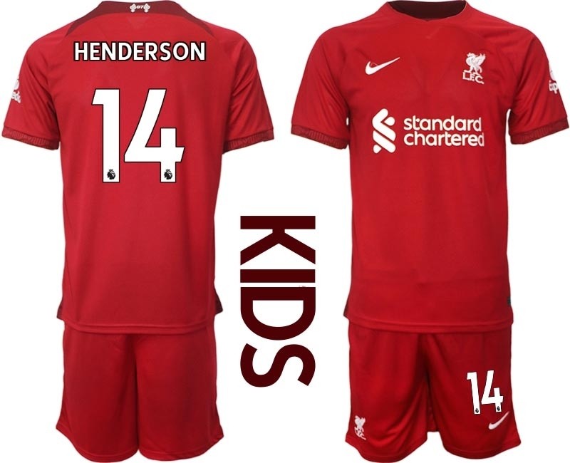 2022-23 Youth Liverpool #14 Jordan Henderson Red Home Soccer Jersey