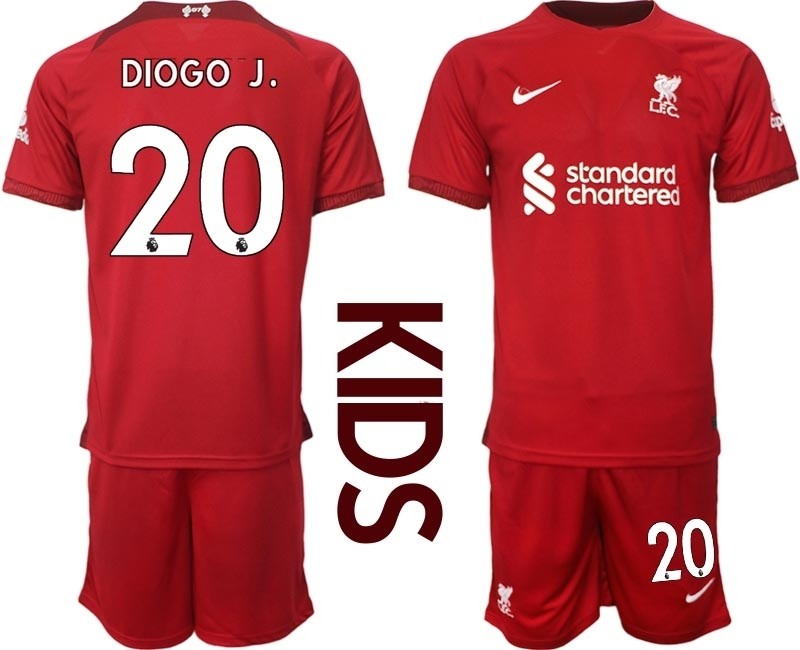 2022-23 Youth Liverpool #20 Diogo J. Red Home Soccer Jersey