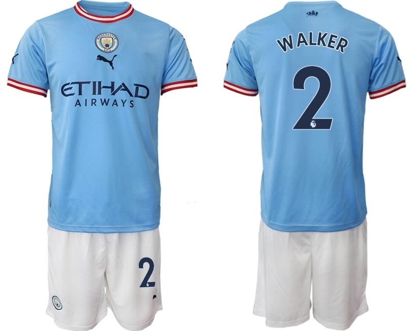 2022-23 Manchester City #2 Kyle Walker Blue Home Soccer Jersey