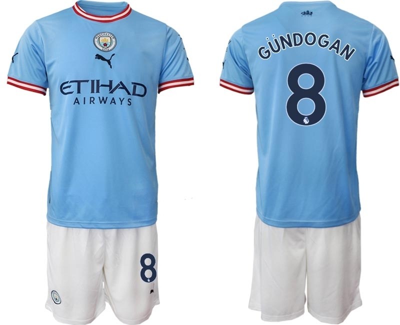 2022-23 Manchester City #8 Ilkay Gundogan Blue Home Soccer Jersey