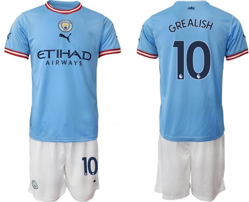 2022-23 Manchester City #10 Jack Grealish Blue Home Soccer Jersey