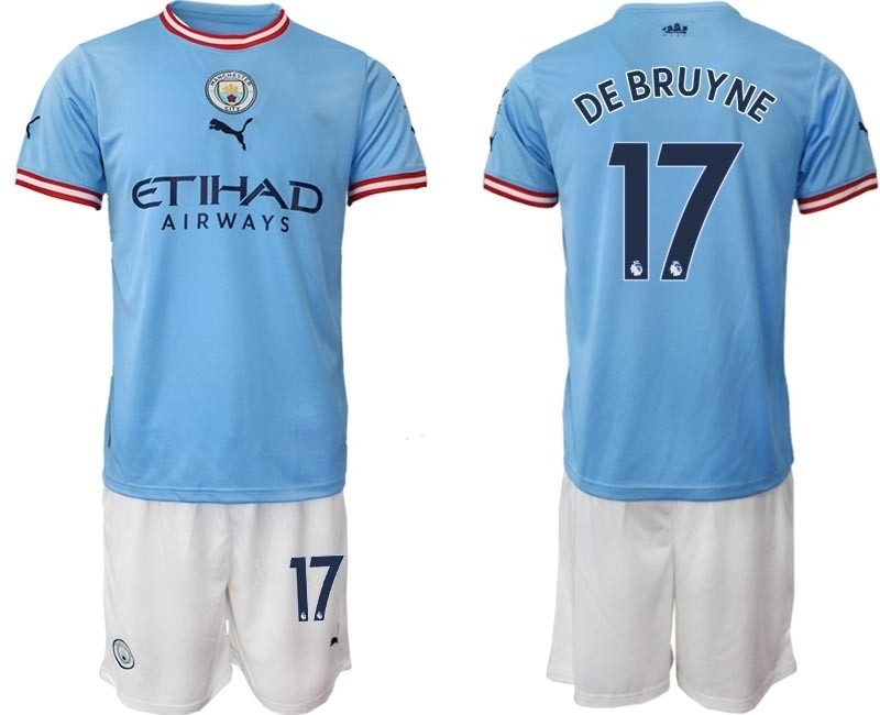 2022-23 Manchester City #17 Kevin De Bruyne Blue Home Soccer Jersey