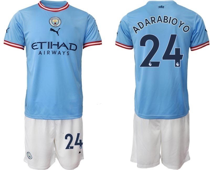 2022-23 Manchester City #24 Adarabioyo Blue Home Soccer Jersey