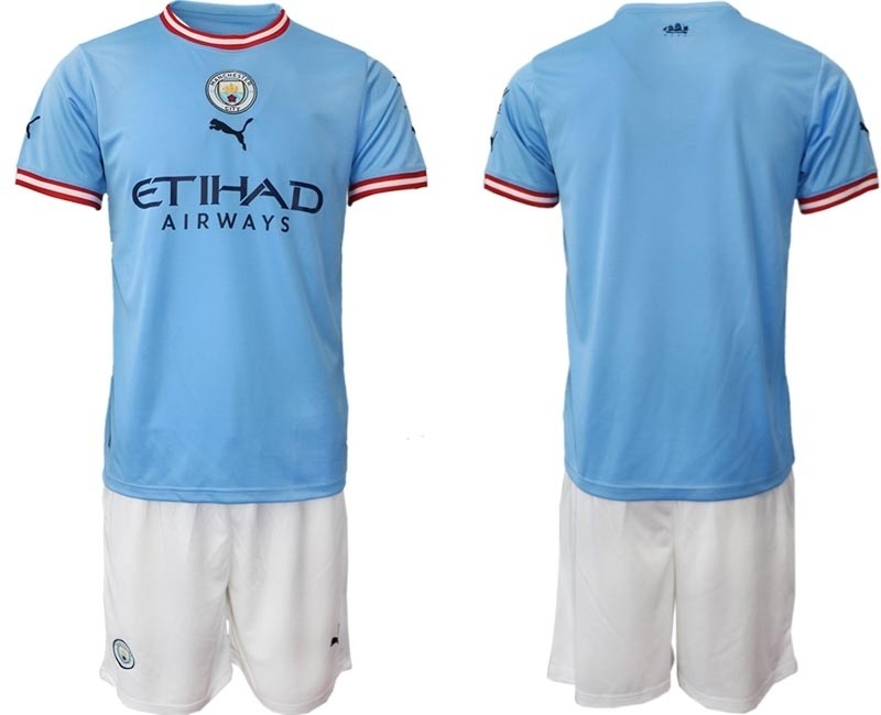 2022-23 Manchester City Blank Blue Home Soccer Jersey