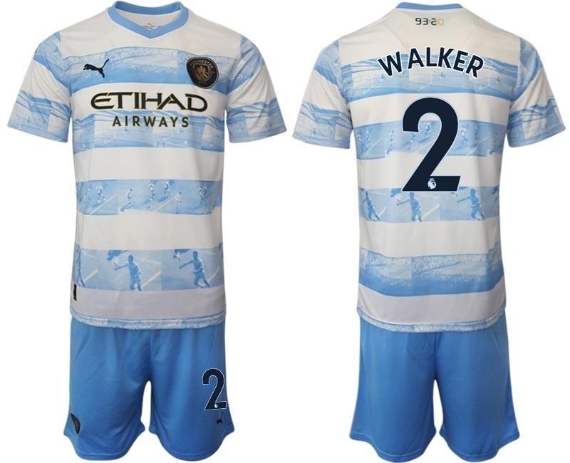 2022-23 Manchester City #2 Kyle Walker light blue-white limited edition soccer jersey