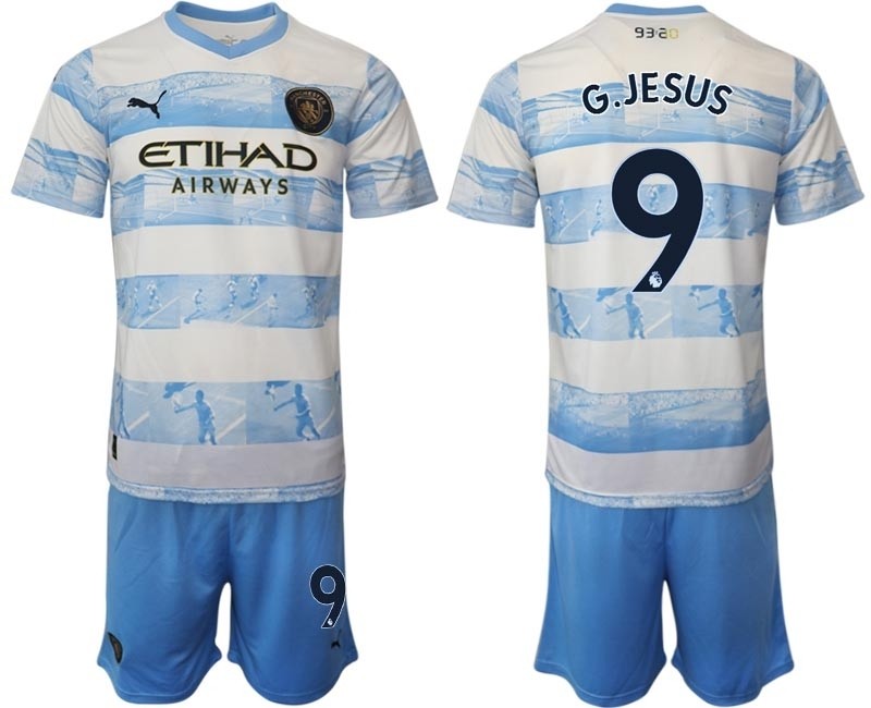 2022-23 Manchester City #9 G.Jesus light blue-white limited edition soccer jersey