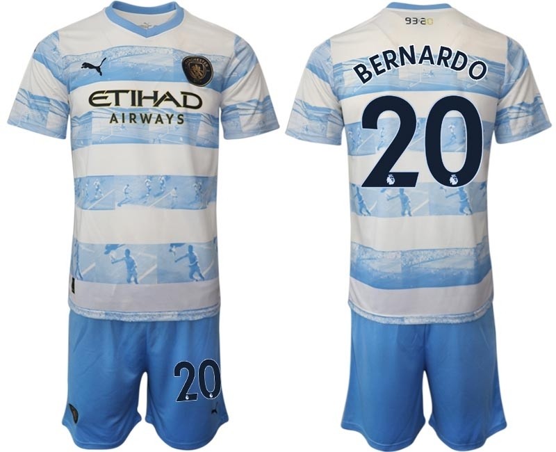 2022-23 Manchester City #20 Bernardo light blue-white limited edition soccer jersey