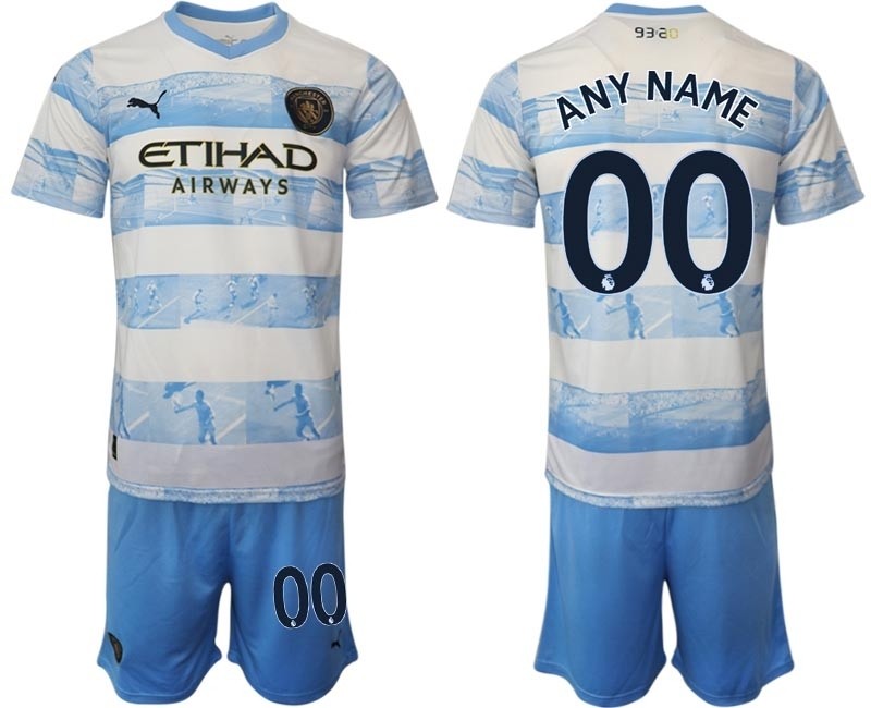 2022-23 Manchester City Any Name light blue-white limited edition soccer jersey(Name and number remark in comment column)