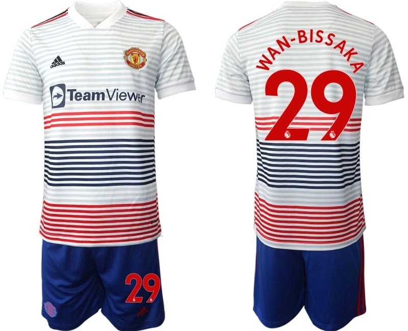 2022-23 Manchester United #29 Wan-Bissaka White stripes Away Soccer Jersey