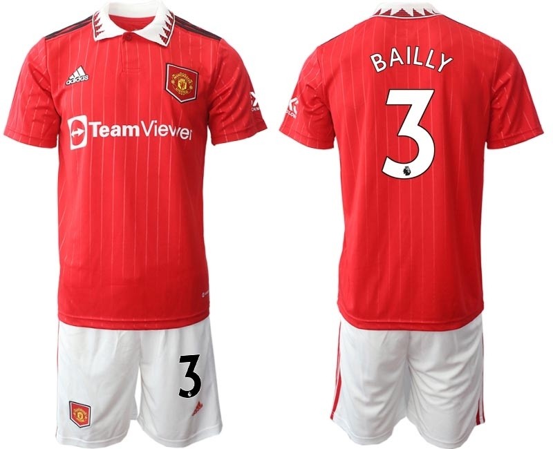 2022-23 Manchester United #3 Eric Bailly Red Home Soccer Jersey