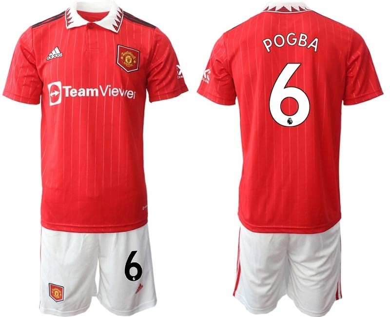 2022-23 Manchester United #6 Paul Pogba Red Home Soccer Jersey