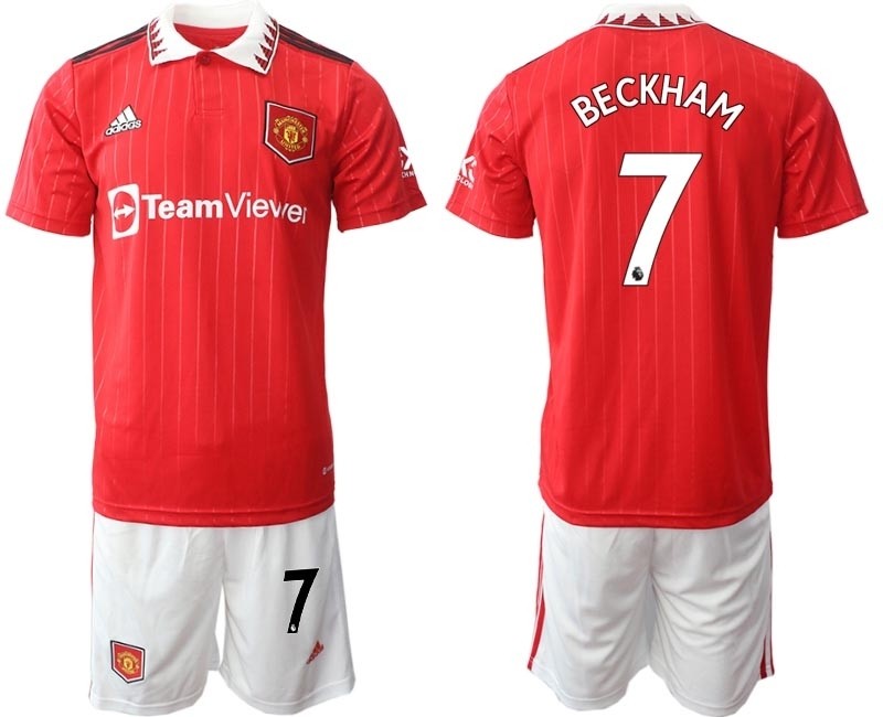 2022-23 Manchester United #7 David Beckham Red Home Soccer Jersey