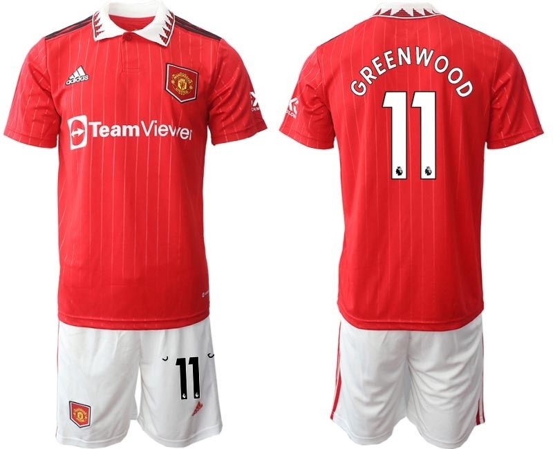 2022-23 Manchester United #11 Mason Greenwood Red Home Soccer Jersey