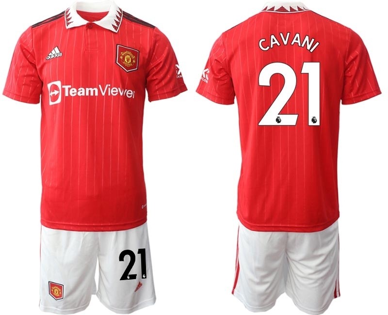 2022-23 Manchester United #21 Edinson Cavani Red Home Soccer Jersey