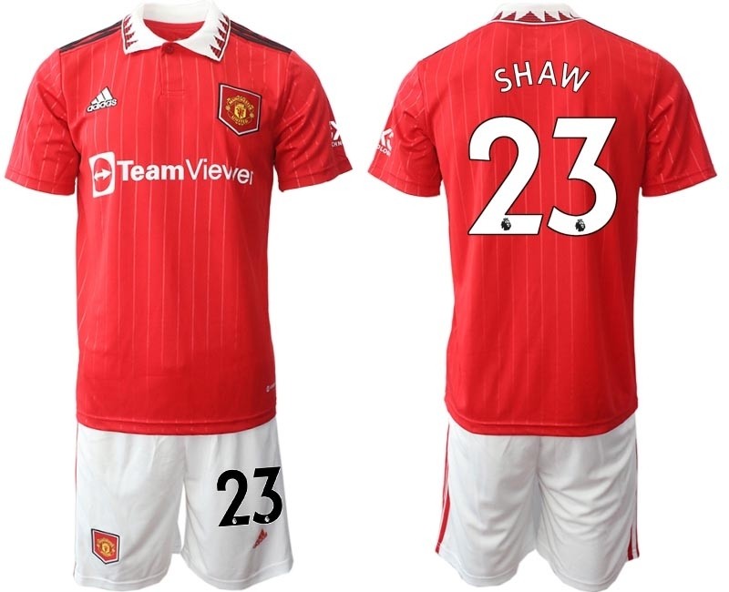 2022-23 Manchester United #23 Luke Shaw Red Home Soccer Jersey