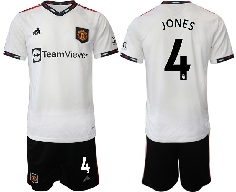 2022-23 Manchester United #4 Phil Jones White Away Soccer Jersey