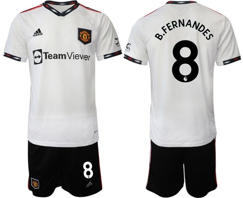 2022-23 Manchester United #8 B.Fernandes White Away Soccer Jersey