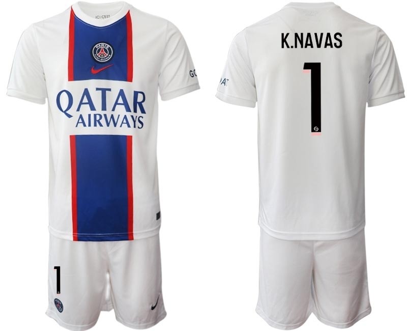 2022-23 Paris Saint-Germain F.C #1 K.Navas White Away Soccer Jersey