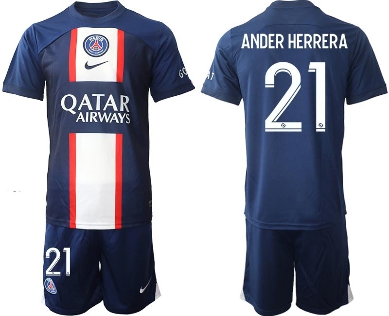 2022-23 Paris Saint-Germain F.C #21 Ander Herrera Navy Home Soccer Jersey