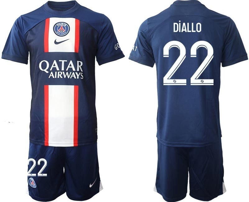 2022-23 Paris Saint-Germain F.C #22 Abdou Diallo Navy Home Soccer Jersey