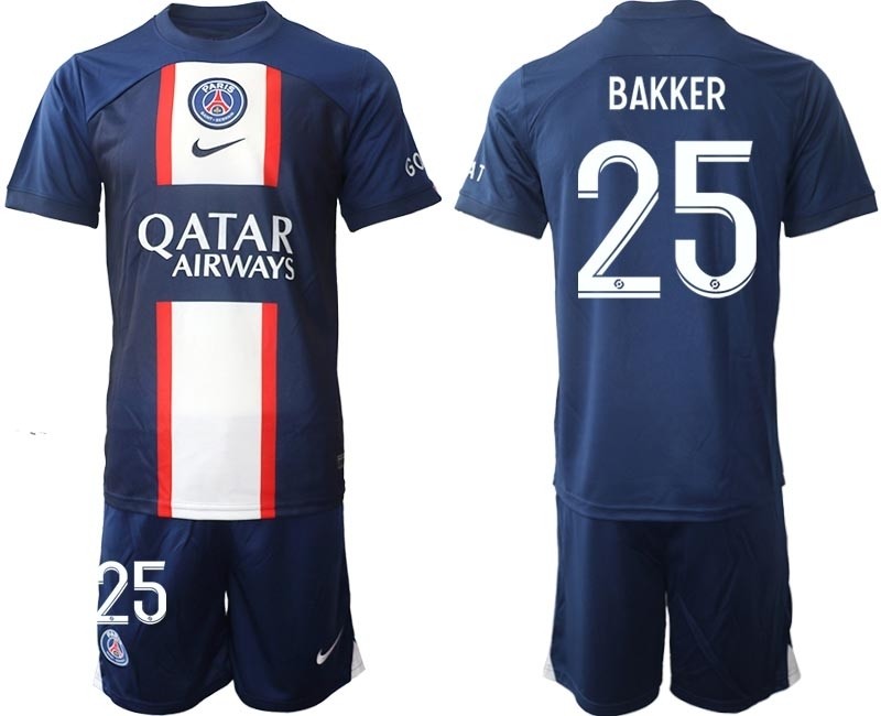 2022-23 Paris Saint-Germain F.C #25 Mitchel Bakker Navy Home Soccer Jersey