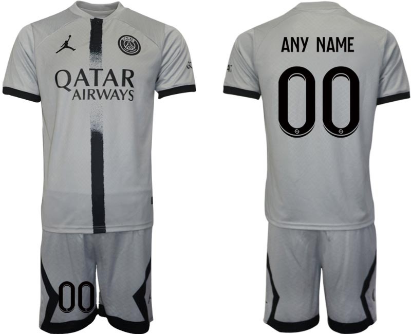 2022-23 Paris Saint-Germain Any Name Grey Away Customized Soccer Jersey(Name and number remark in comment column)