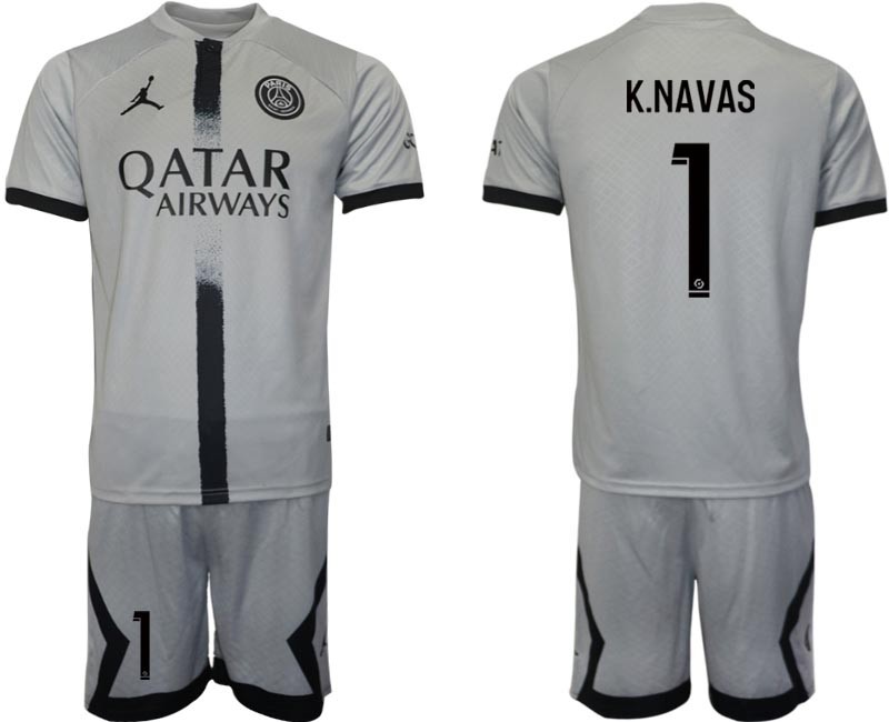 2022-23 Paris Saint-Germain F.C #1 K.Navas Grey Away Soccer Jersey