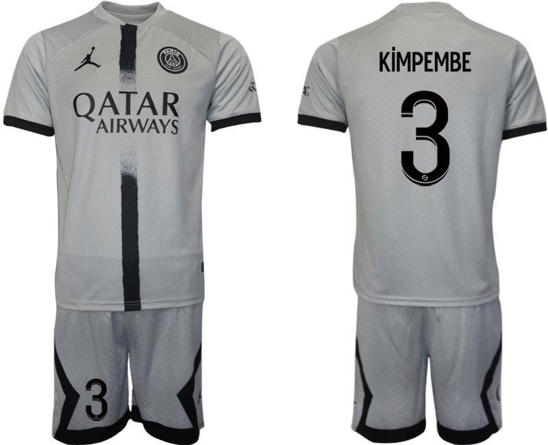 2022-23 Paris Saint-Germain F.C #3 Presnel Kimpembe Grey Away Soccer Jersey