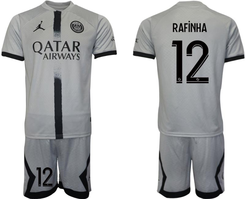 2022-23 Paris Saint-Germain F.C #12 Rafinha Grey Away Soccer Jersey