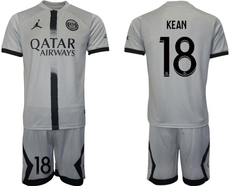 2022-23 Paris Saint-Germain F.C #18 Moise Kean Grey Away Soccer Jersey