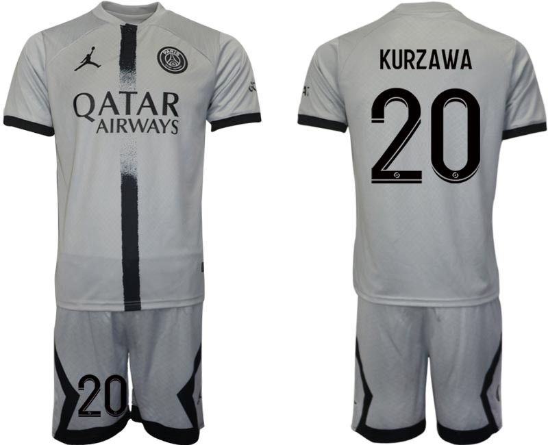 2022-23 Paris Saint-Germain F.C #20 Layvin Kurzawa Grey Away Soccer Jersey