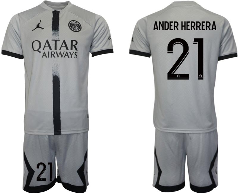 2022-23 Paris Saint-Germain F.C #21 Ander Herrera Grey Away Soccer Jersey