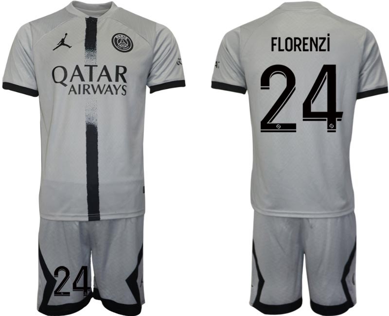 2022-23 Paris Saint-Germain F.C #24 Alessandro Florenzi Grey Away Soccer Jersey