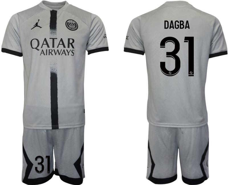 2022-23 Paris Saint-Germain F.C #31 Colin Dagba Grey Away Soccer Jersey