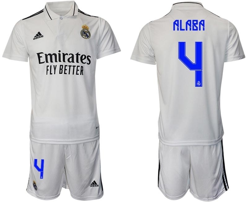 2022-23 Real Madrid #4 David Alaba White Home Soccer