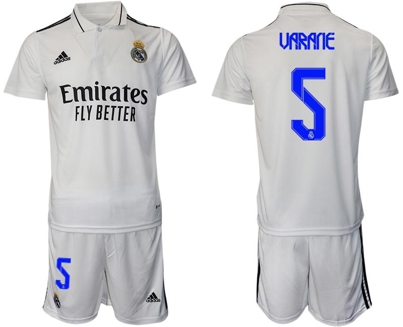 2022-23 Real Madrid #5 Raphael Varane White Home Soccer