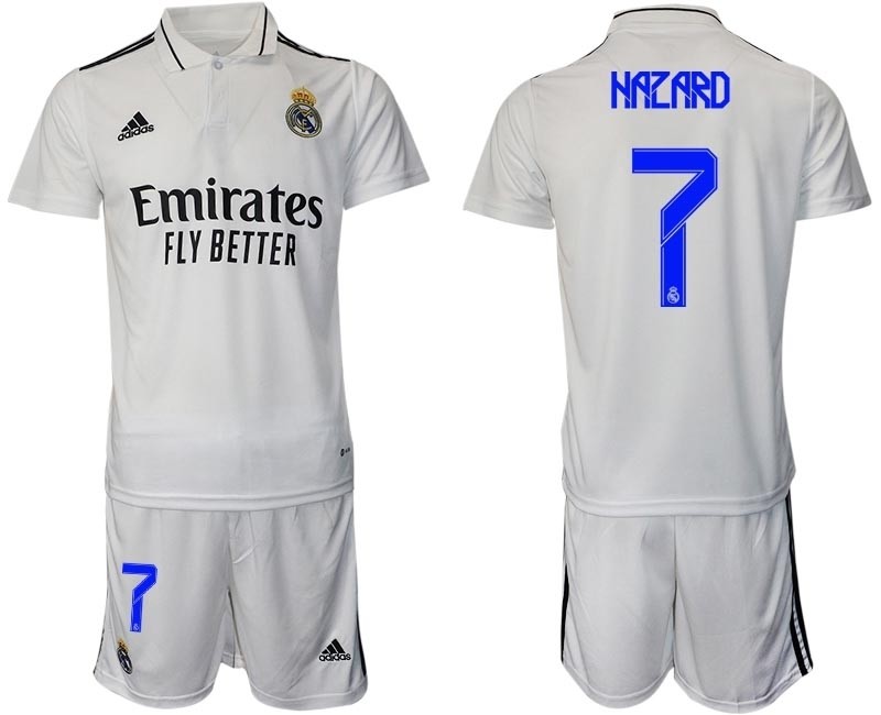 2022-23 Real Madrid #7 Eden Hazard White Home Soccer